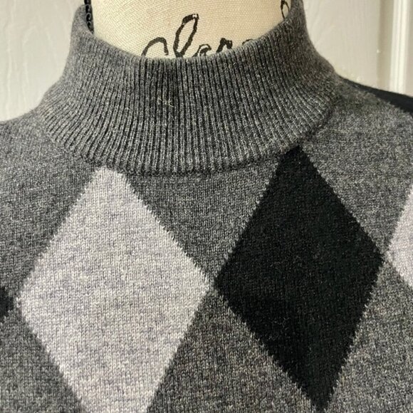 GAO YUN XIANG CASHMERE SWEATER SZ M GRANDPA ARGYLE MOCK NECK DARK ACADEMIA - Picture 5 of 16